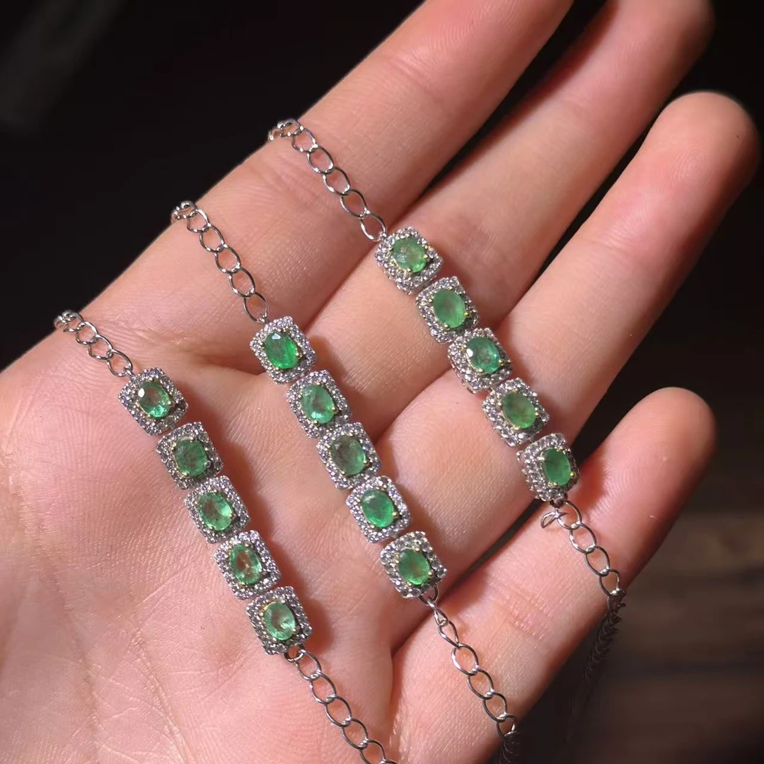 祖母绿SJ0605 VVD 微微 油 祖母绿手链 多样性发其一