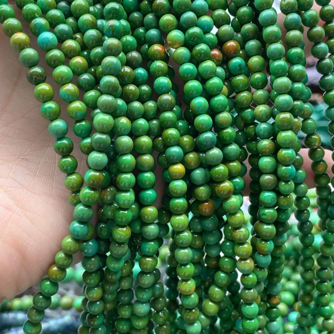 玛瑙/玉髓合金珠宝半成品一条装卡4菜籽绿圆珠