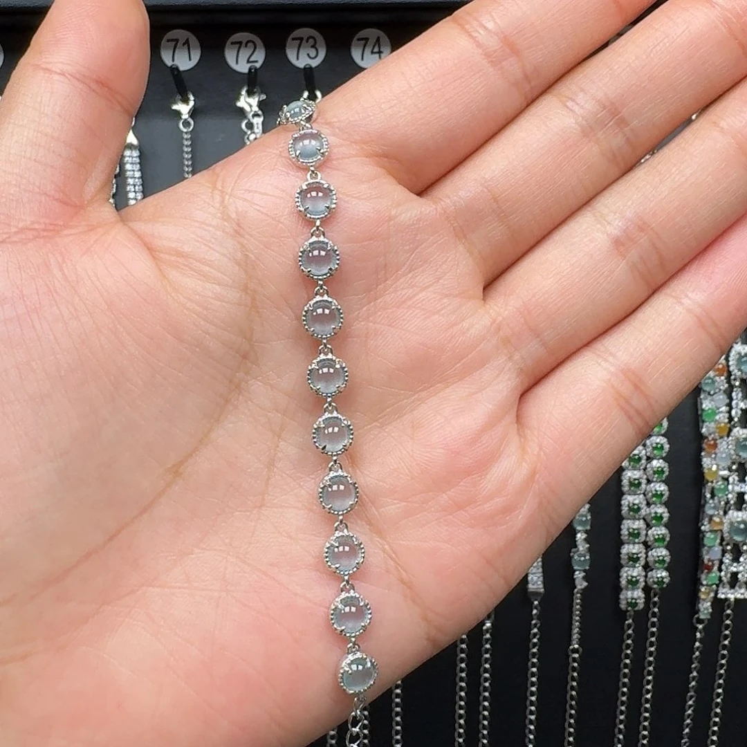 翡翠银S925镶嵌手链