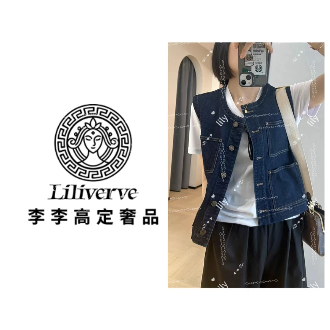 【李李高定奢品】复古牛仔马甲叠穿百搭无袖背心设计感别致显瘦上衣