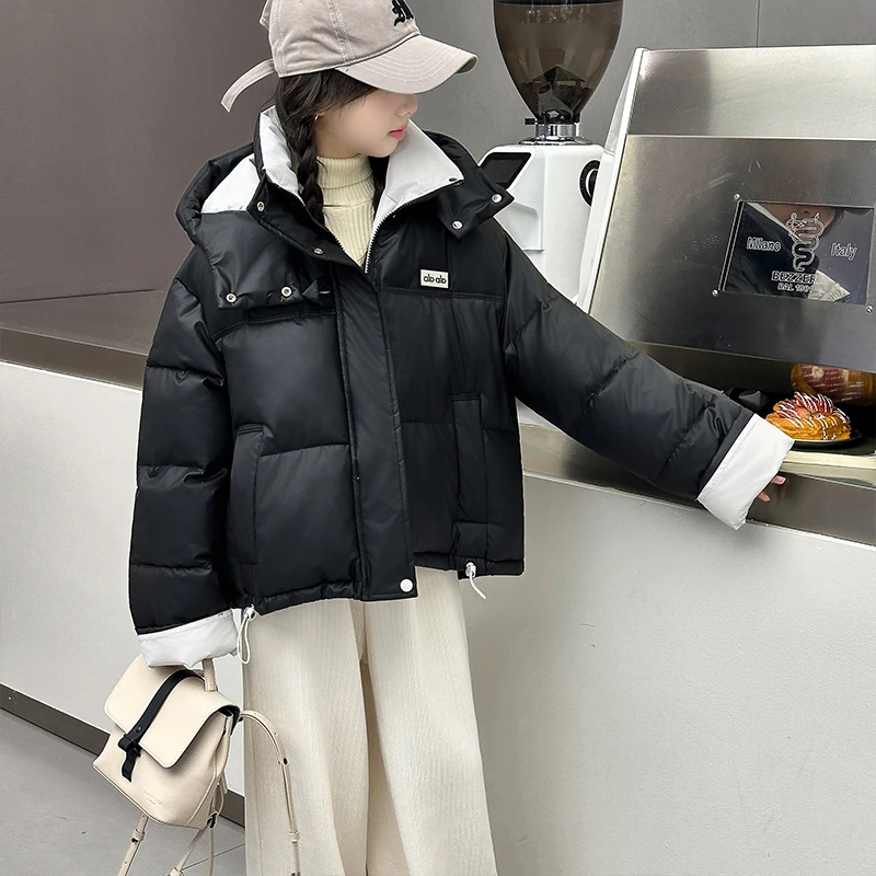 女童秋冬外套2025新款6-15岁儿童夹棉加厚保暖中大童高级感棉服潮