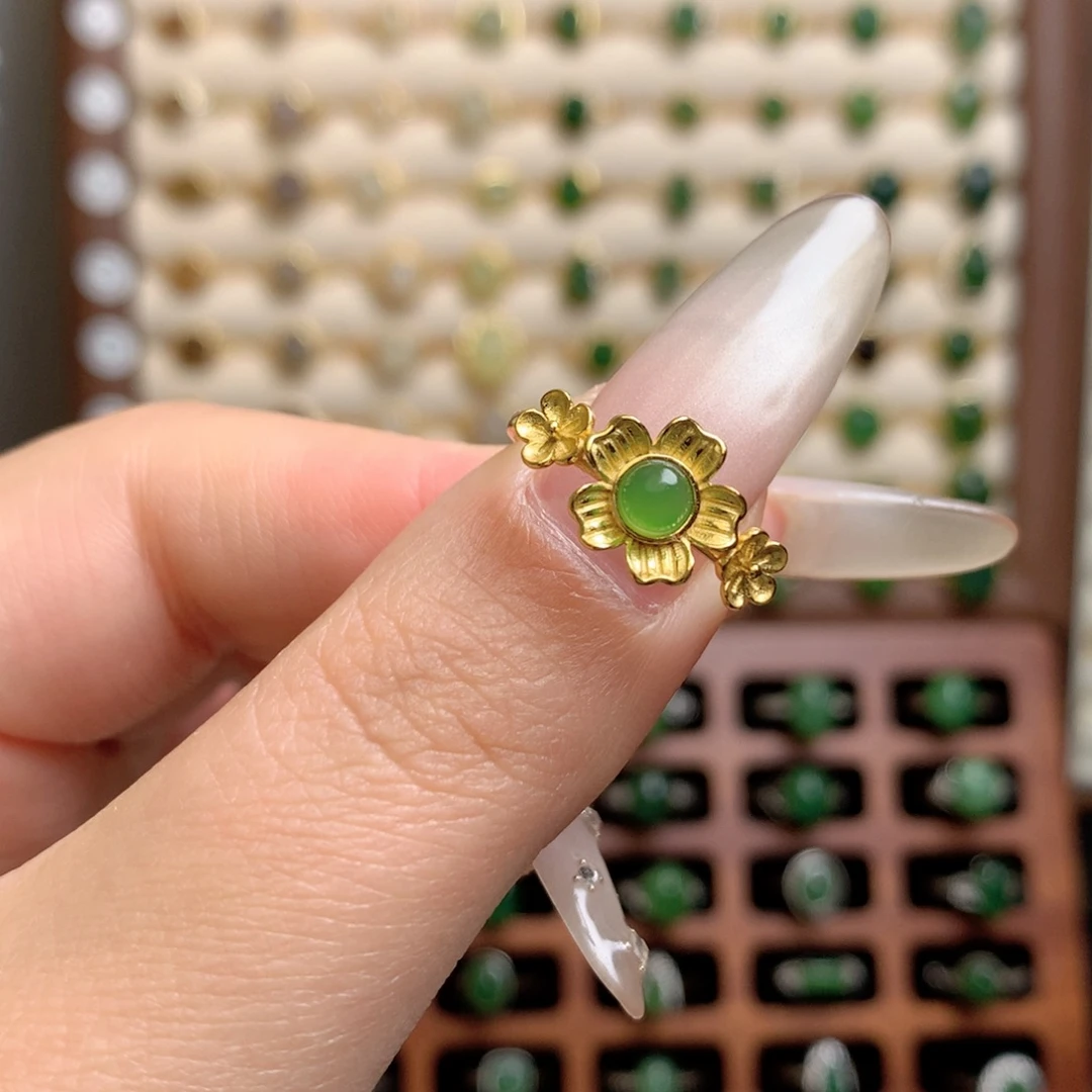 和田玉银S925镶嵌戒指