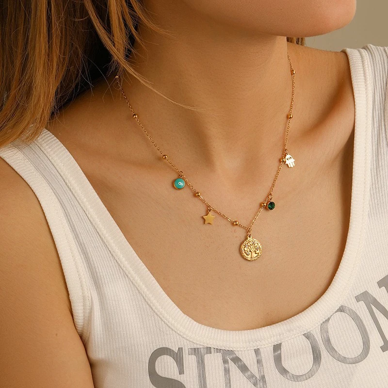 钛钢项链 【T510】太钢时尚不规则智慧树项链