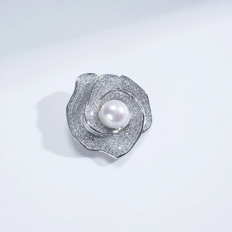 【爱迪生珍珠】时尚款白色珍珠胸针10-11mmYZL