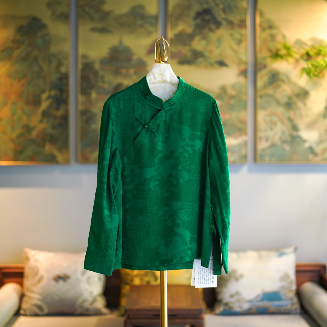 蓝大【云溪】新中式桑蚕丝长袖上衣7461