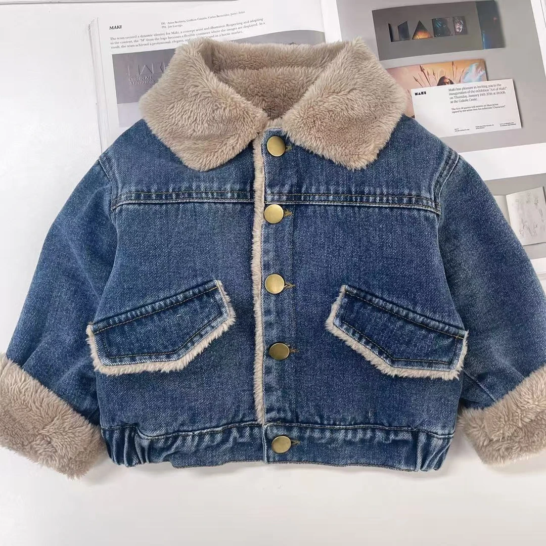 【加绒牛仔外套   】婴儿冬装男女宝宝小童加绒休闲外套KK
