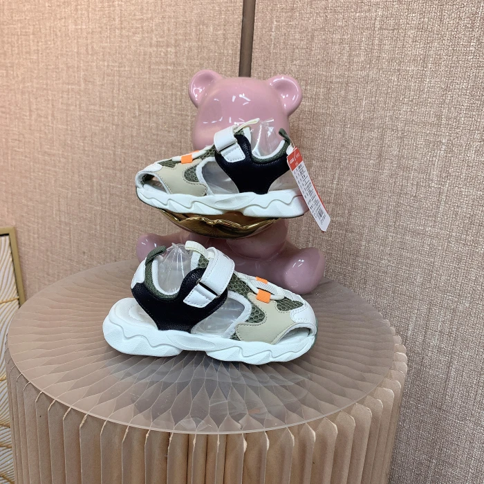 EX504  宝宝卡其色魔术贴夏季包头凉鞋   夏款