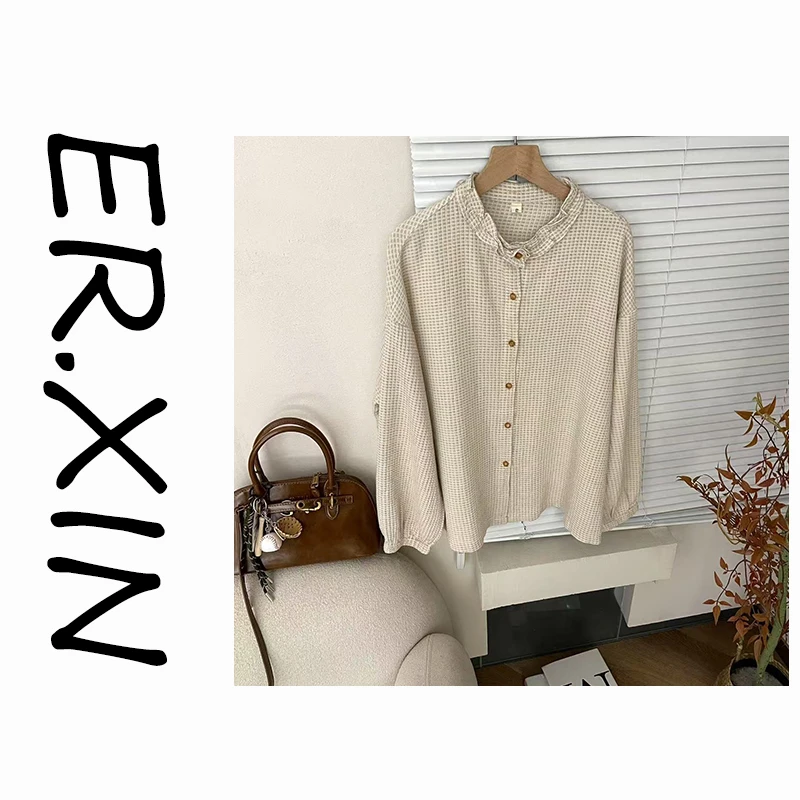 ER.XIN-2025年春季新款工艺上衣长袖面料 可打底可单穿