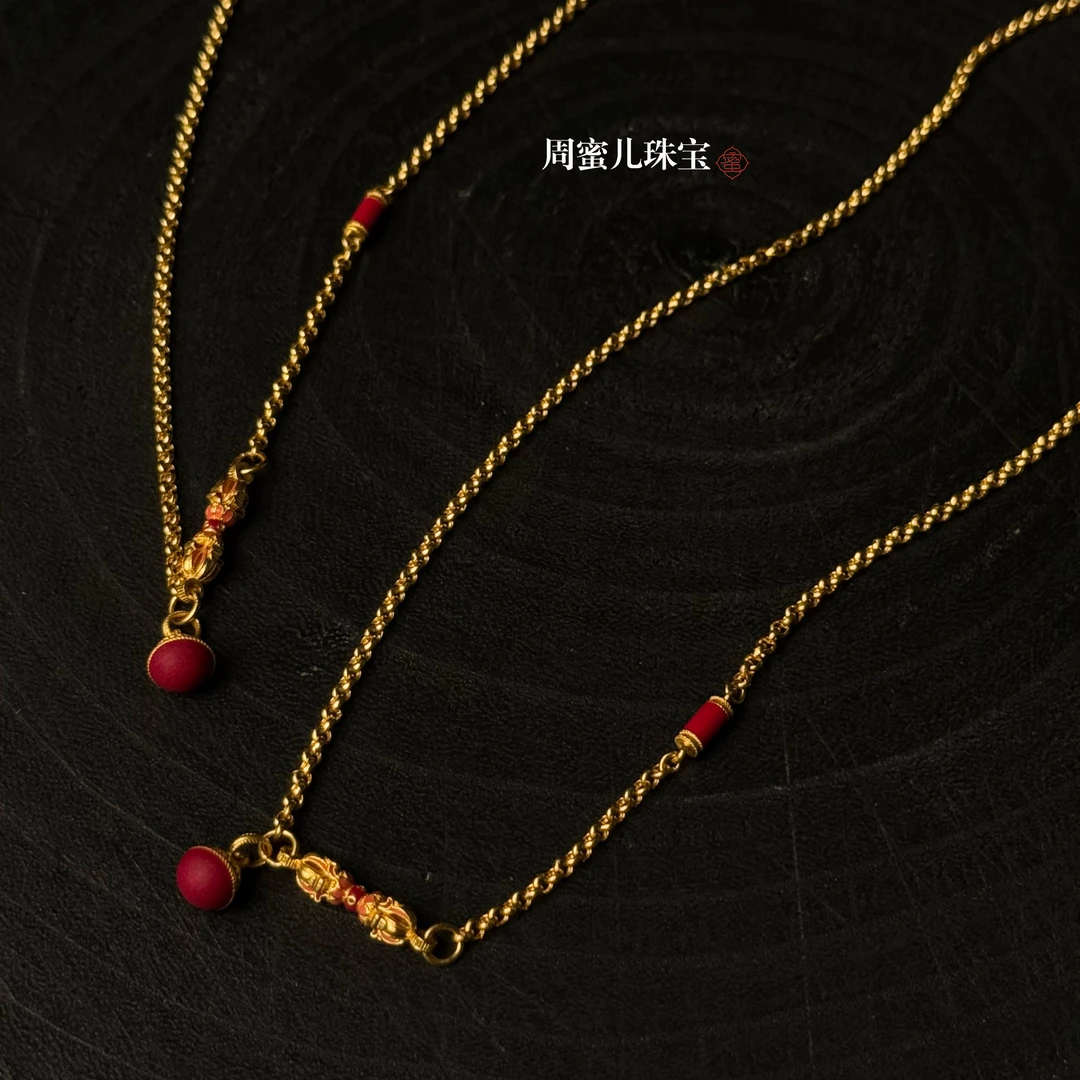 【周蜜儿】原创！金刚杵项链  手工黄金 黄金足金999 小众独特超火爆