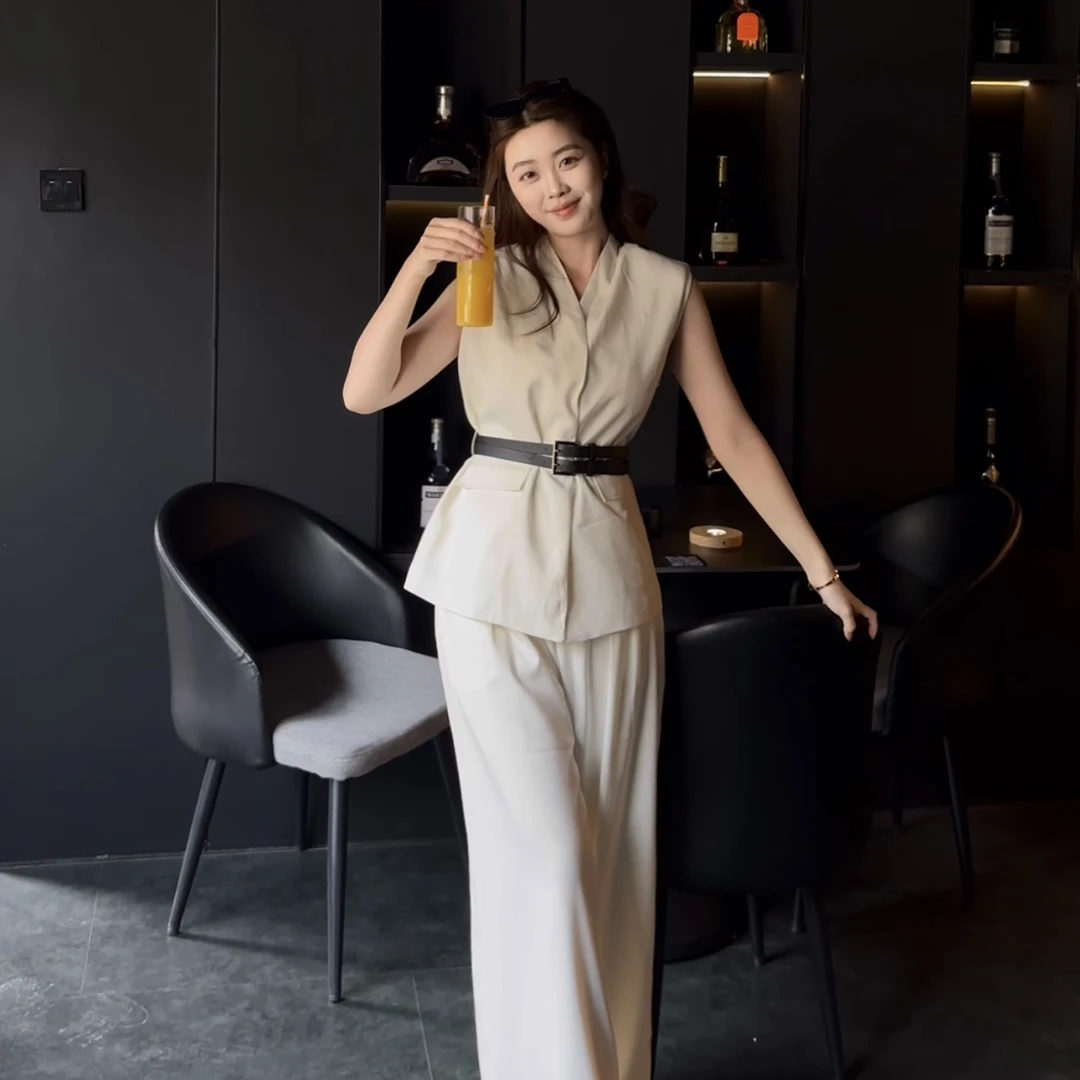 MuHan 极简休闲风时尚女神轻奢女装无袖套装