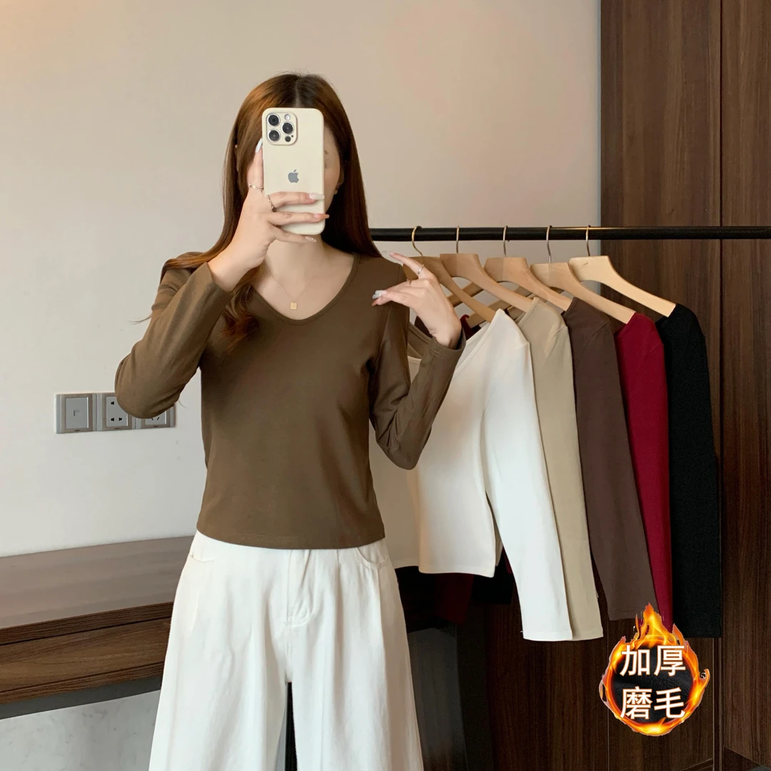 大码女装新款高级感时尚修身内搭打底衫上衣 2272