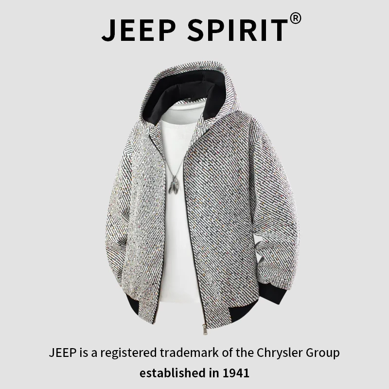 JEEPSPIRIT吉普星空潮流美式连帽外套男士春秋季宽松百搭休闲夹克