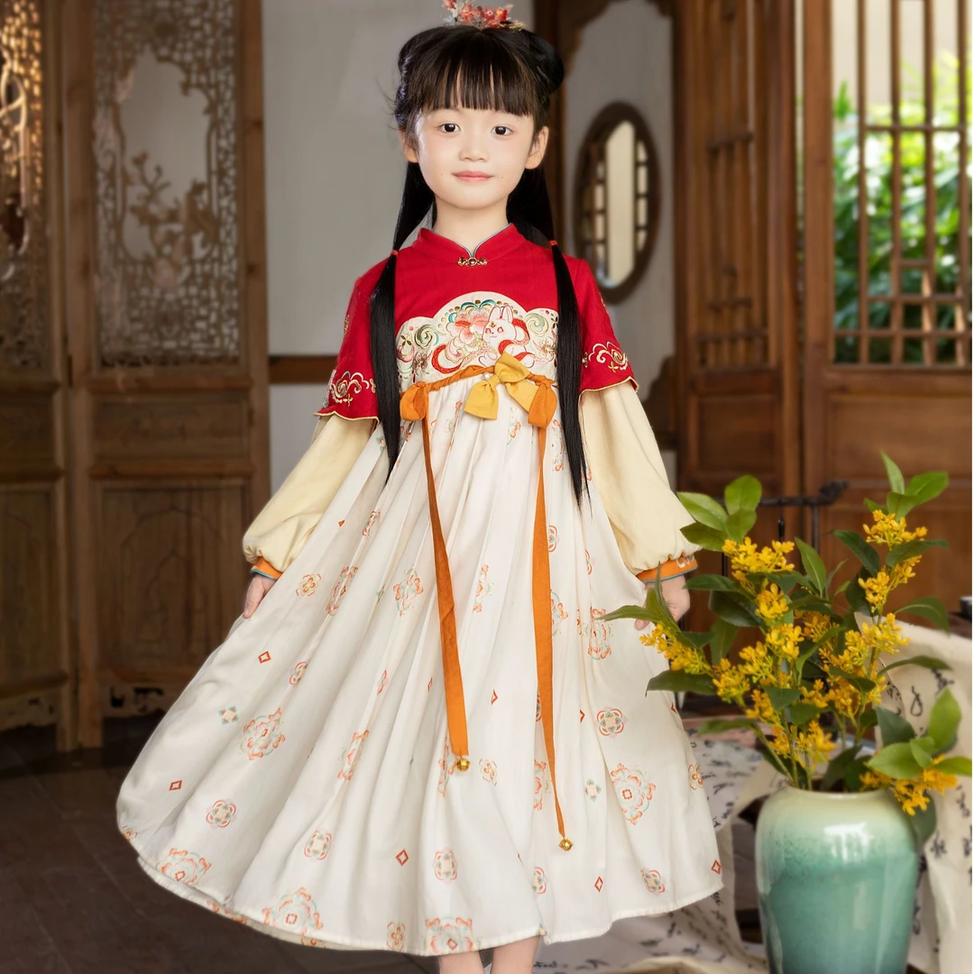 西子问女童汉服【瑶月】中国风儿童襦裙春秋新款改良古风线下专款