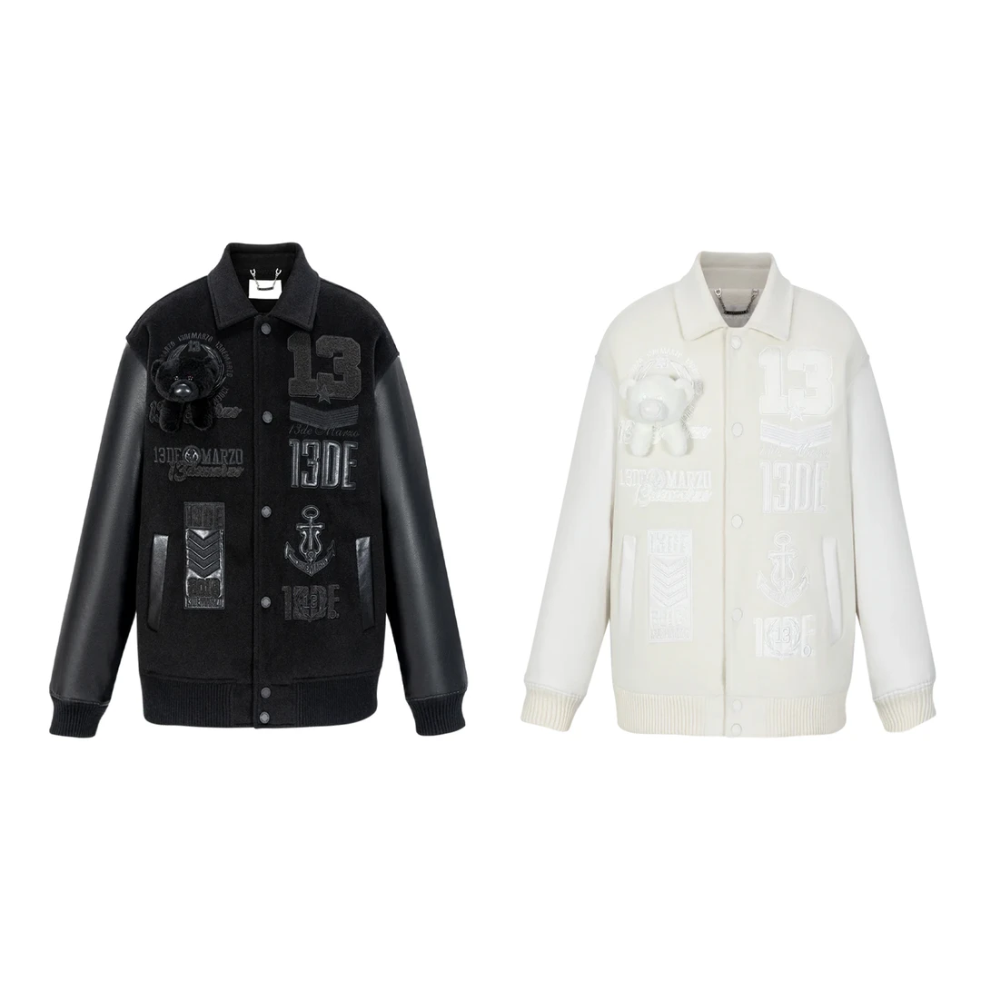 刺绣夹棉棒球服翻领夹克外套DLDE1398