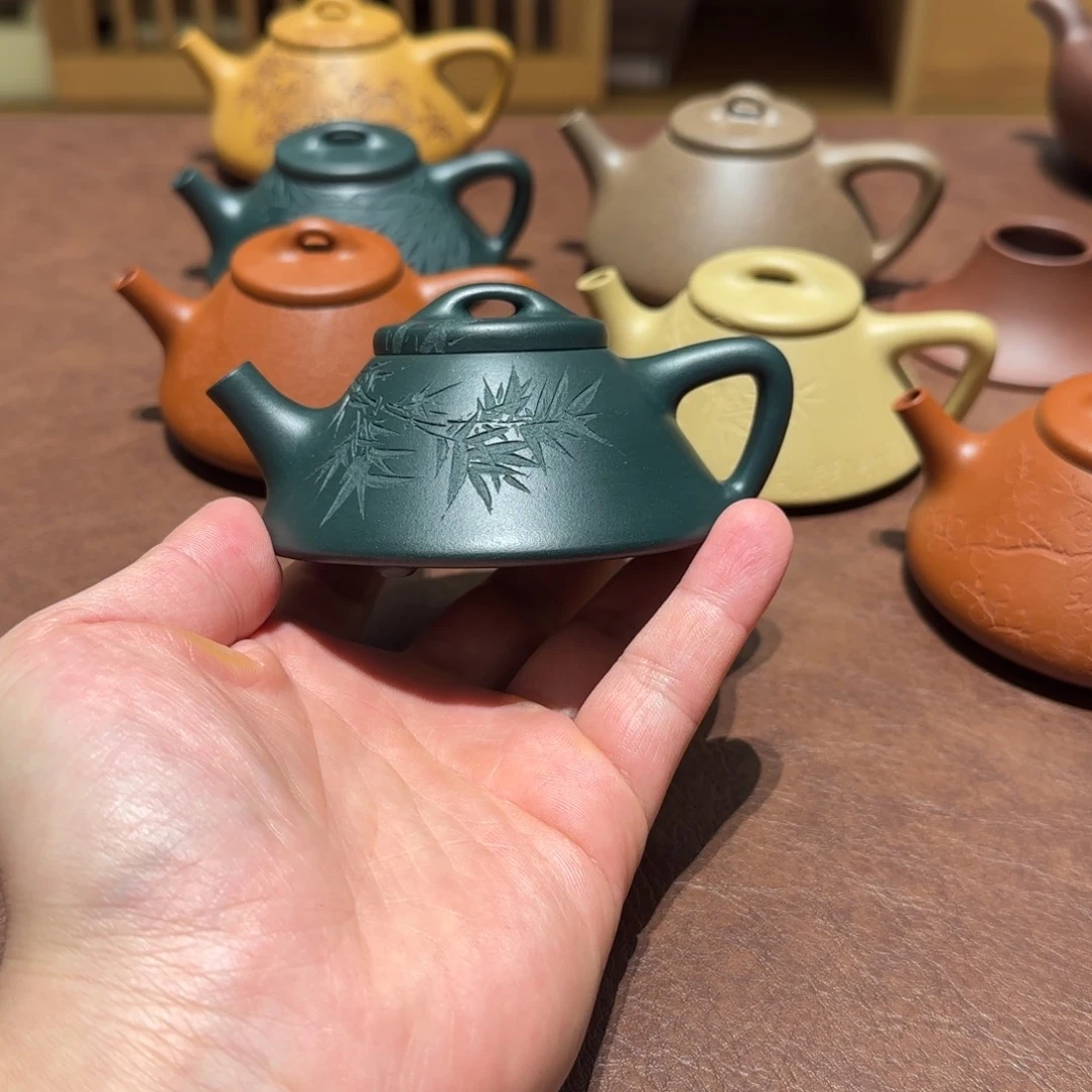 天***夜茶壶紫砂民国绿文瓢