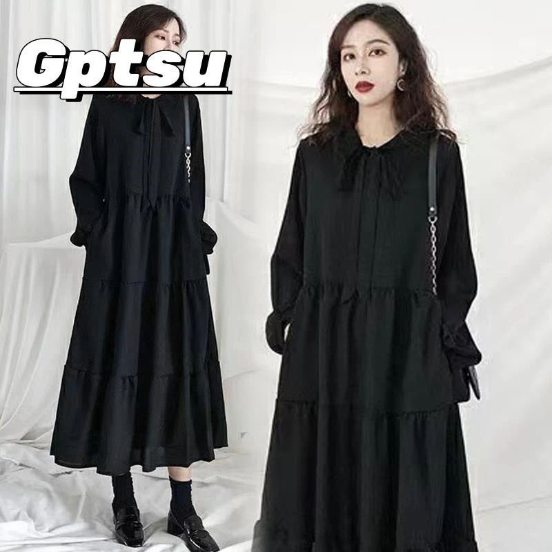 GPTSu春装连衣裙2025新款韩版宽松大码显瘦遮肚减龄胖MM孕妈长裙