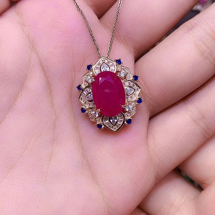 银S925镶嵌颈饰红宝石