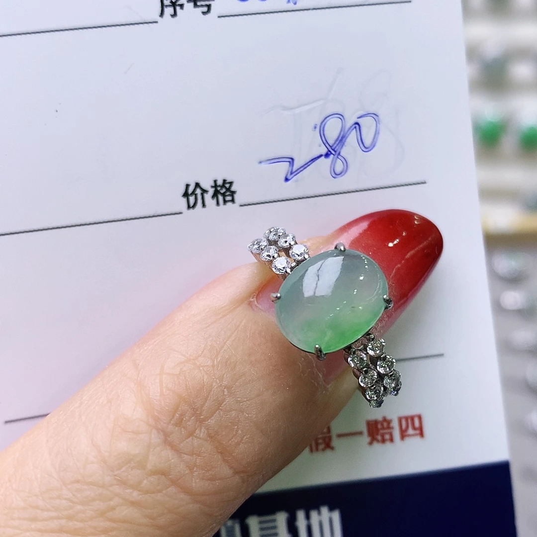 银S925镶嵌戒指翡翠004