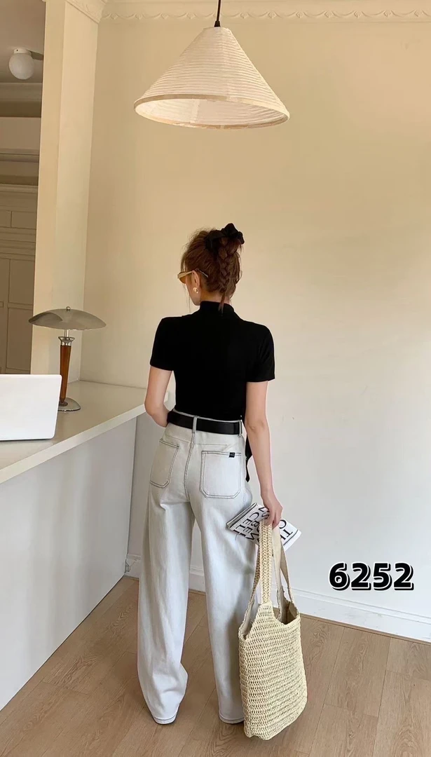 欧货品质月光灰色弯刀裤