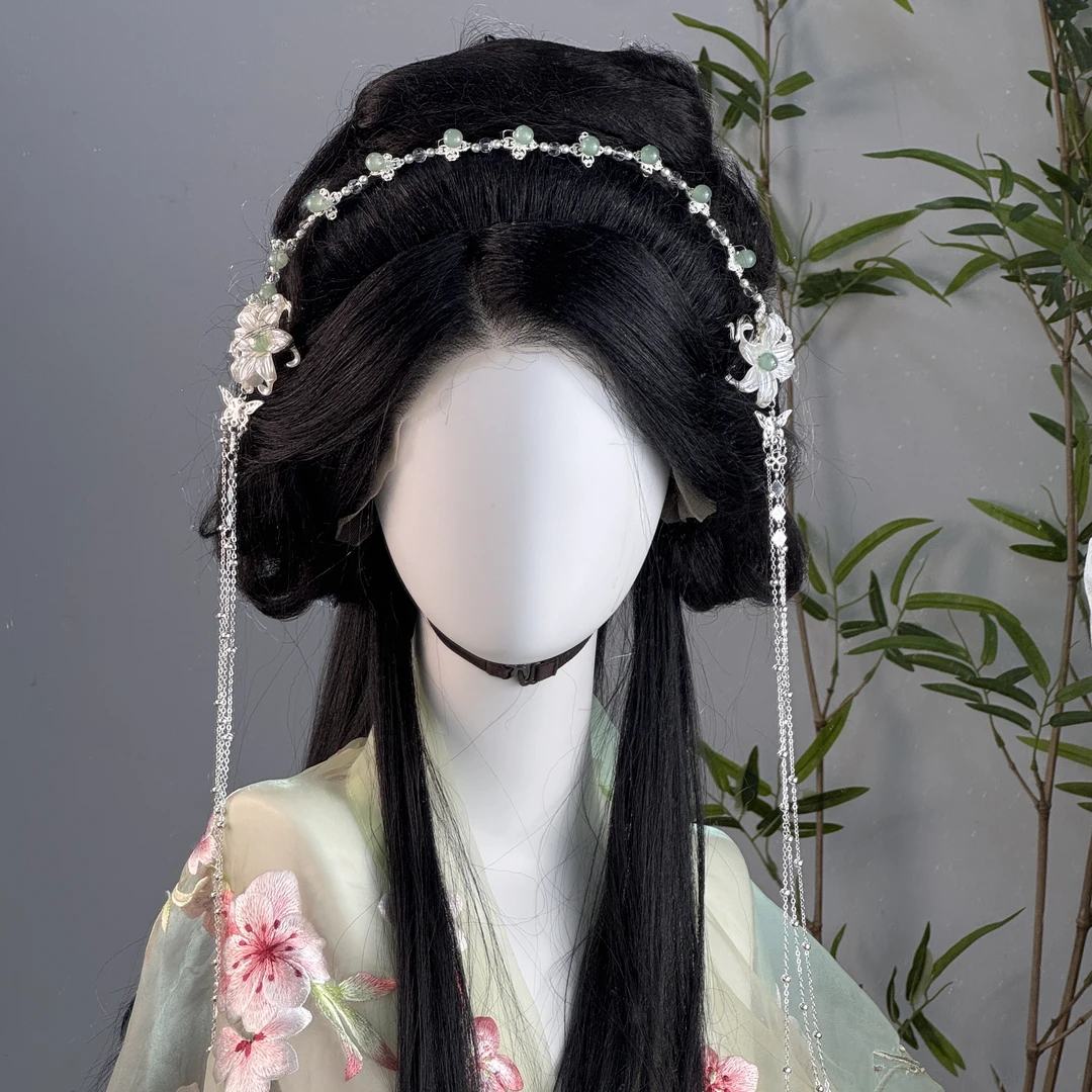 梦金陵懒人披发发带款银色日常汉元素搭配佩戴发带飘带可拆卸