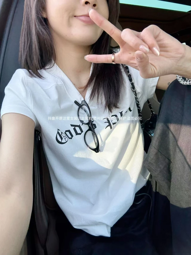 OD HERE 休闲字母袖标朋克风短袖T恤