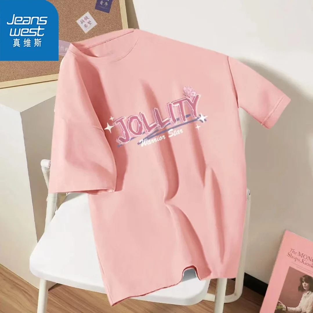 真维斯新款潮牌印花女款百搭韩版夏季显瘦休闲圆领女士T恤时尚半