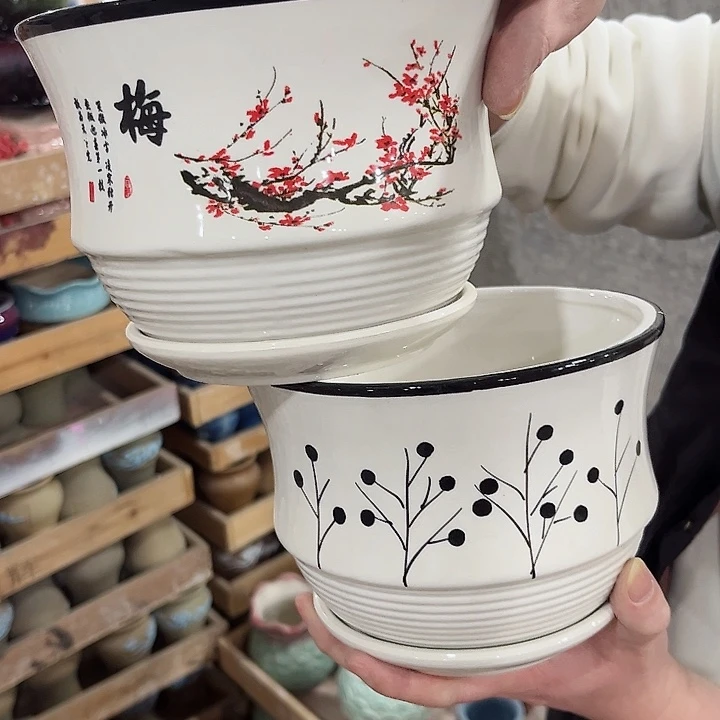 陶瓷陶瓷花盆有带冰裂效果