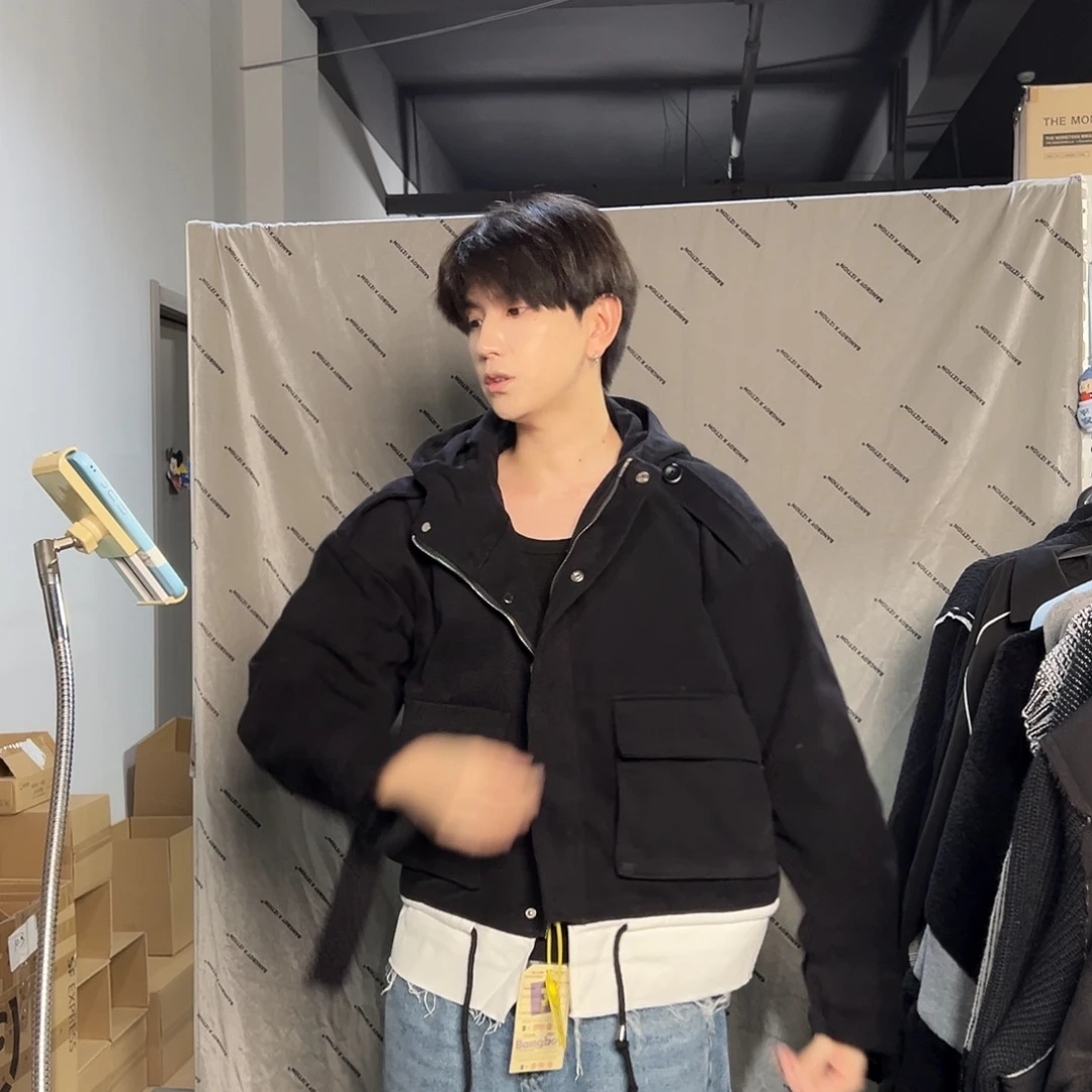 潮流假两件加棉外套L