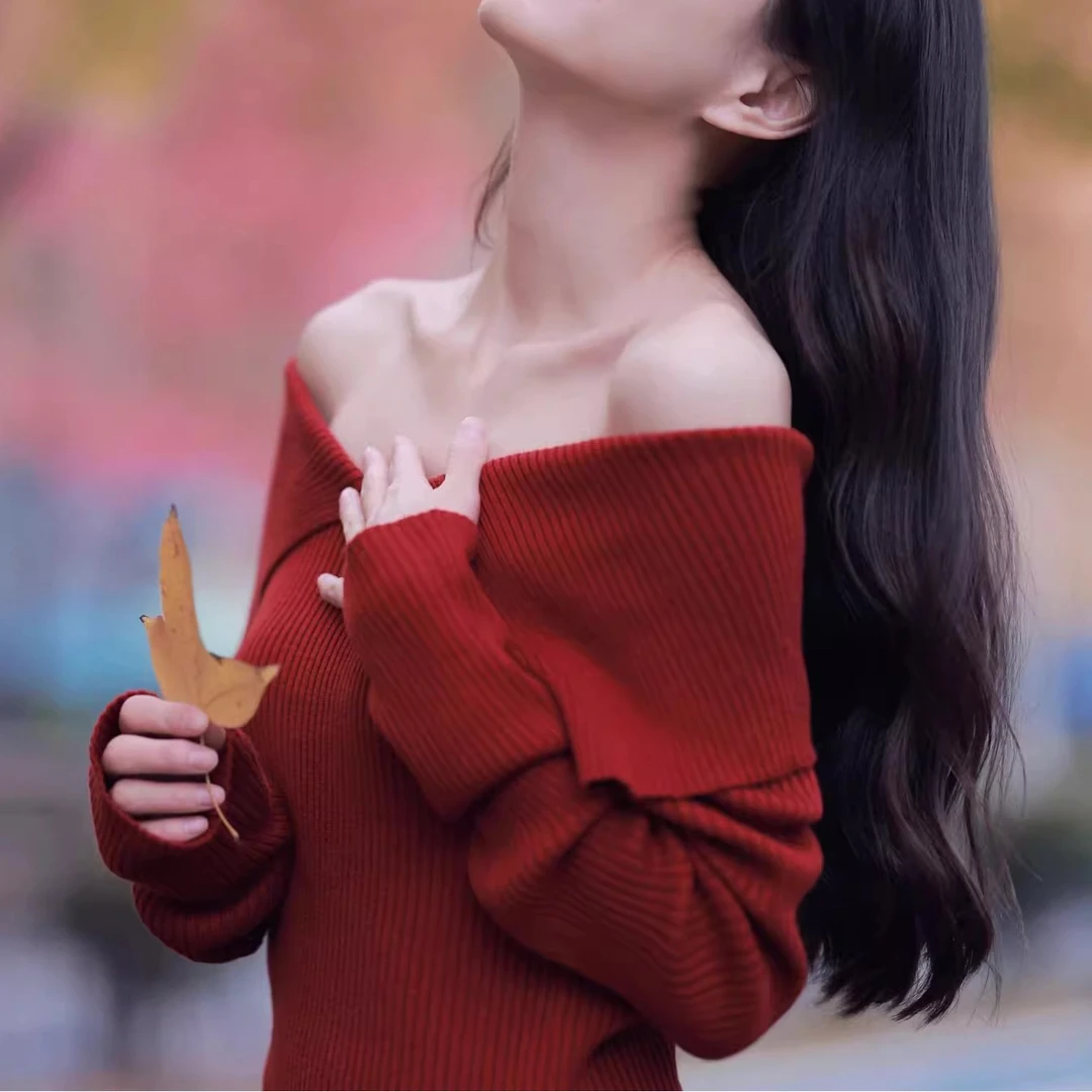 法式修身显瘦辣妹性感复古一字肩长袖T恤秋季小众设计时尚上衣ins
