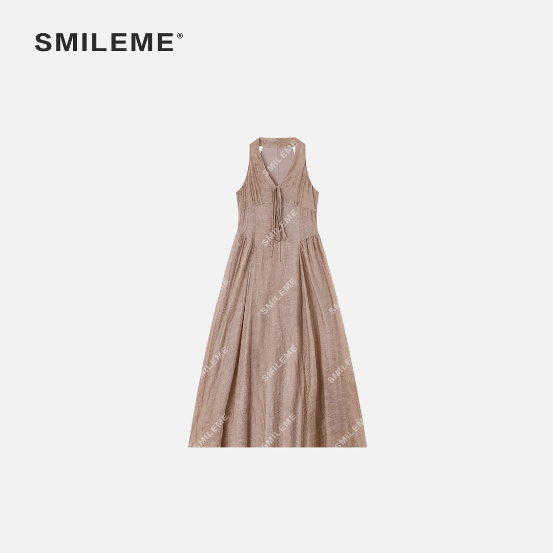 2-SMILEME【塞纳晨曲】夏季新款气质极简风舒适休闲高腰无袖连衣裙