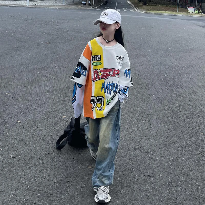 女童牛仔裤2025新款春秋款儿童洋气时髦直筒裤中大童装女孩长裤子