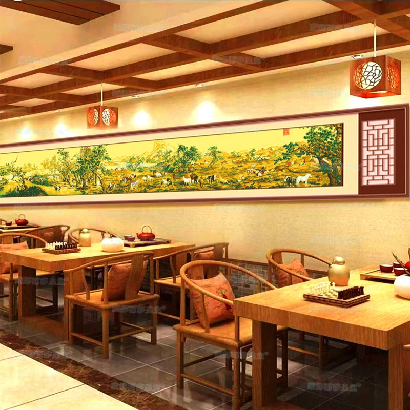 蒙娜丽莎皇室十字绣百骏图全卷中式经典收藏【31色满绣无勾边】