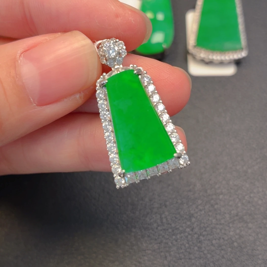 翡翠银S925镶嵌吊坠(不含链)