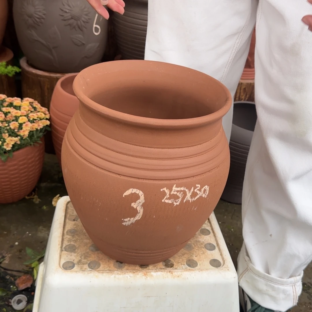 朱泥花盆口25高30宜兴紫砂