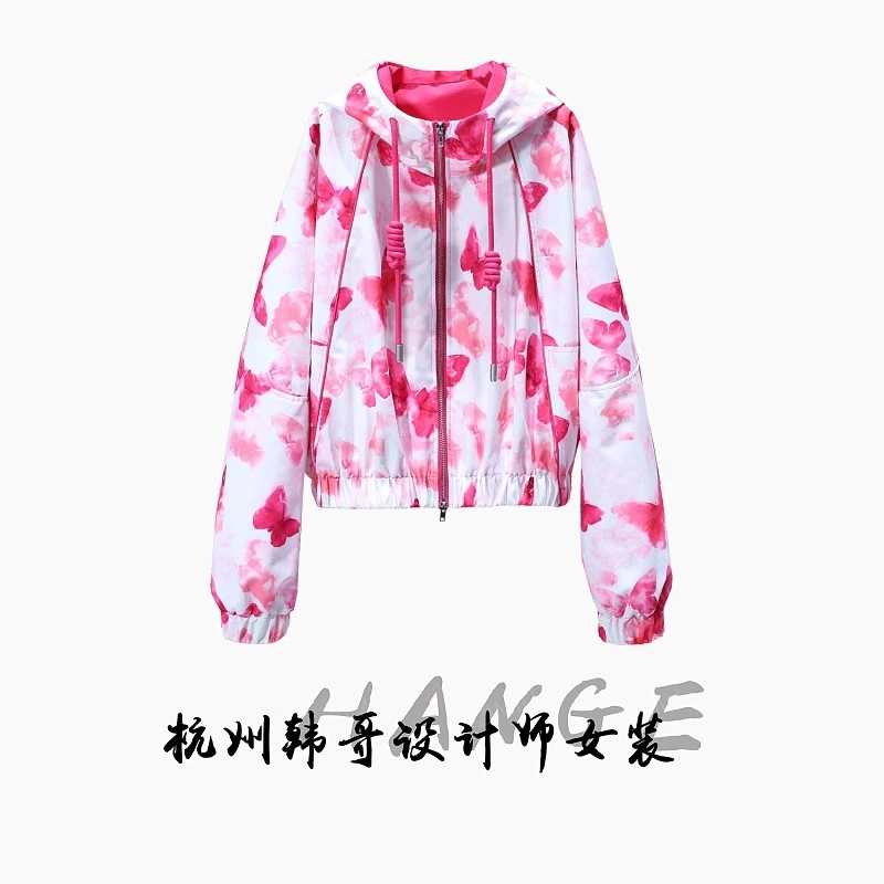 【子秋女装】2025欧货扩版小众《少女的秘密》蝴蝶满印欧版冲锋衣5936