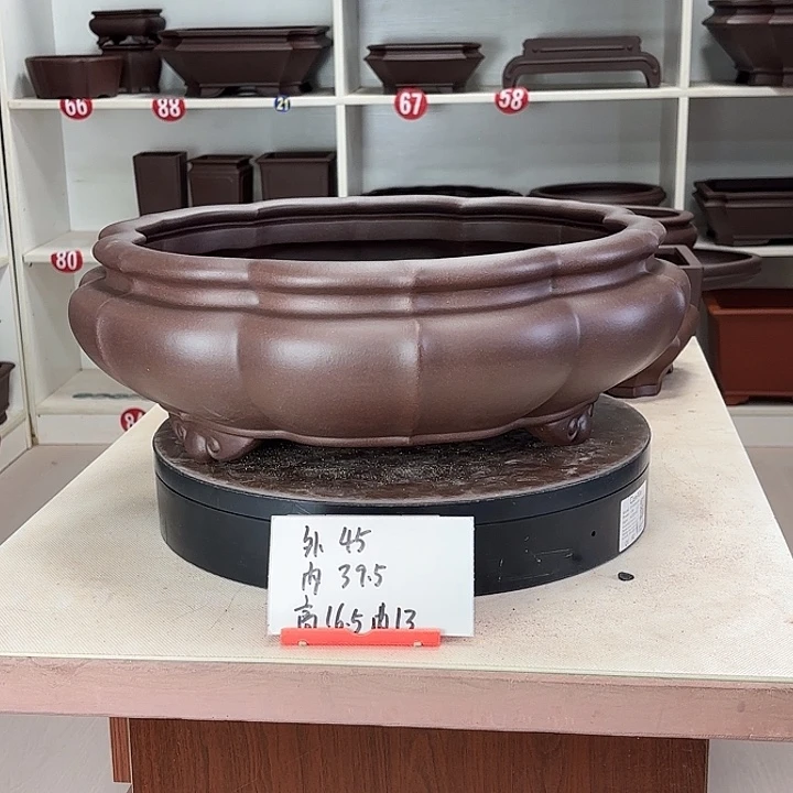 清***乐紫砂花盆莲台观心大