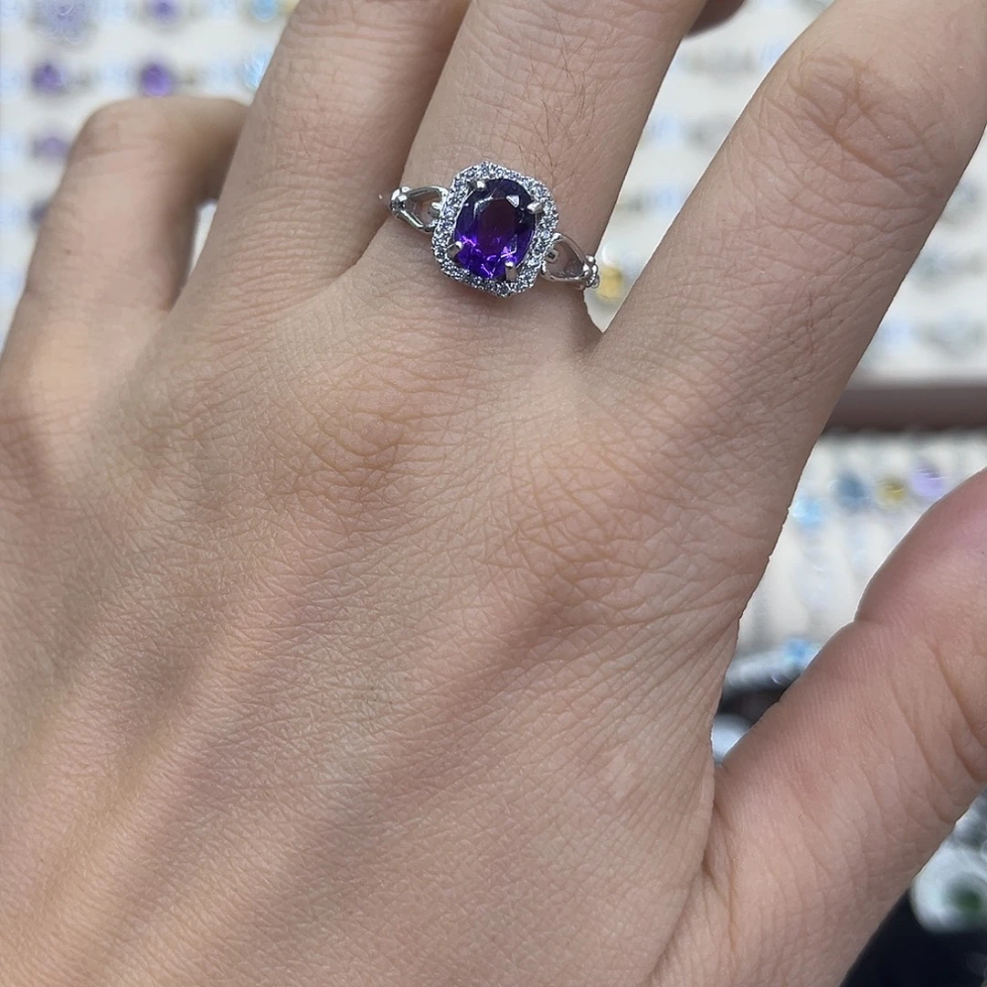 戒指银S925镶嵌紫晶
