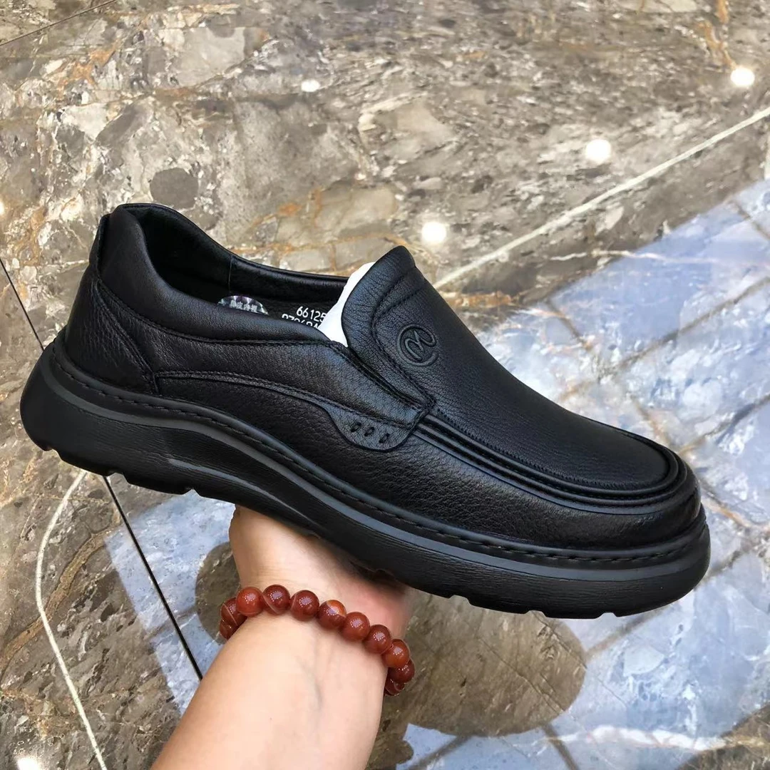 秋季新款真皮软底男士一脚蹬舒适百搭商务休闲鞋牛皮爸爸鞋男6125