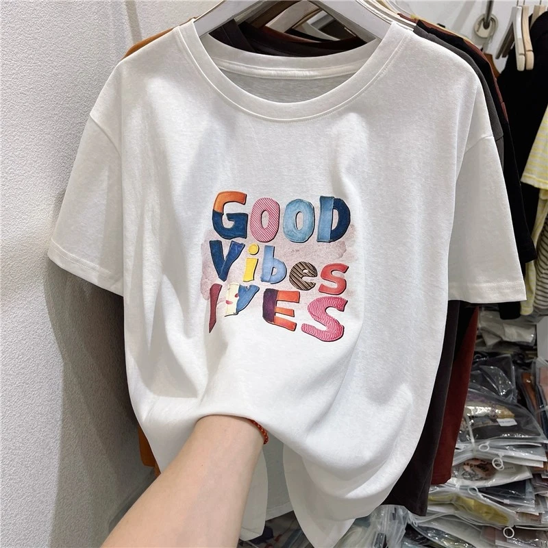 大码200斤胖mm宽松显瘦短袖t恤女夏季2025新款韩系雪花棉圆领