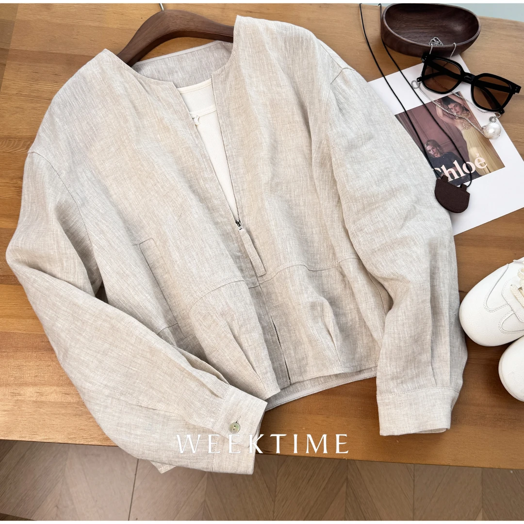 618【栀夏】亚麻微廓型薄外套 夏季新款防晒百搭长袖上衣83850