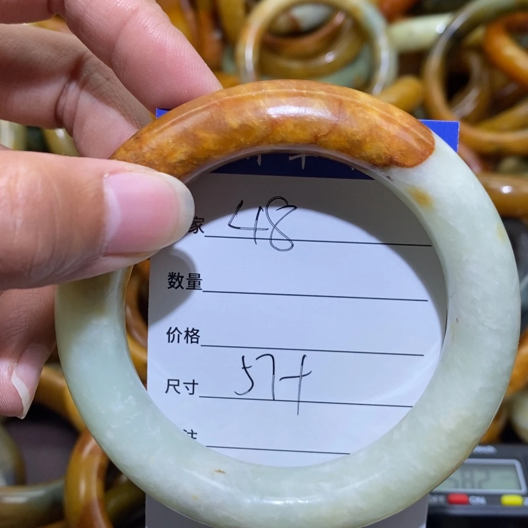 未镶嵌蛇纹石玉手镯༺****