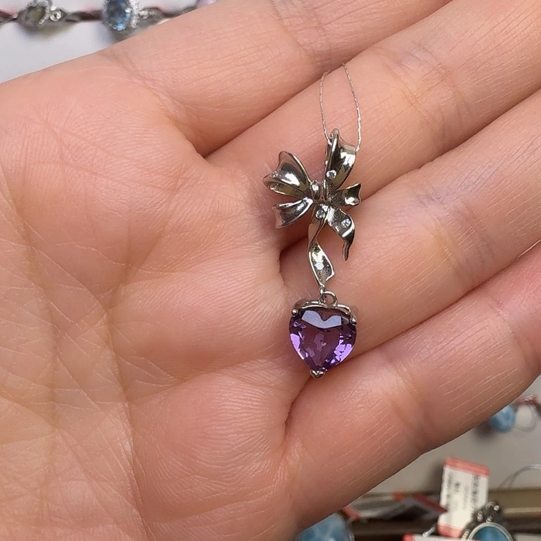 紫晶颈饰银S925镶嵌