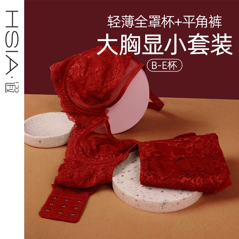 HSIA遐倾城之恋内衣套装大胸显小性感超薄款舒适透气文胸内裤女