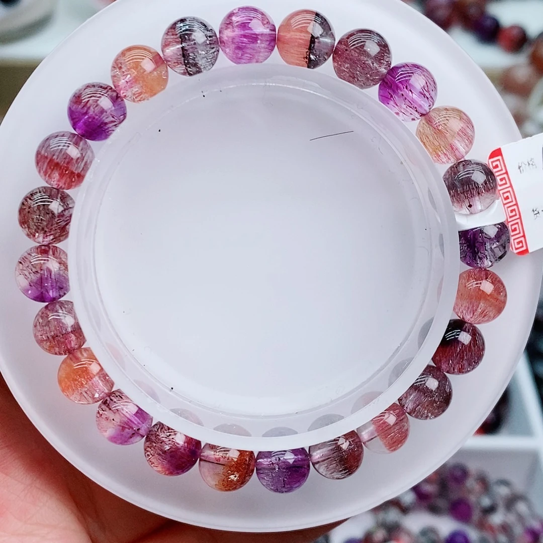 水晶未镶嵌手串稀有色超七