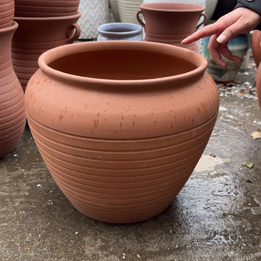 紫砂花盆口30高30宜兴土陶瑕疵火裂