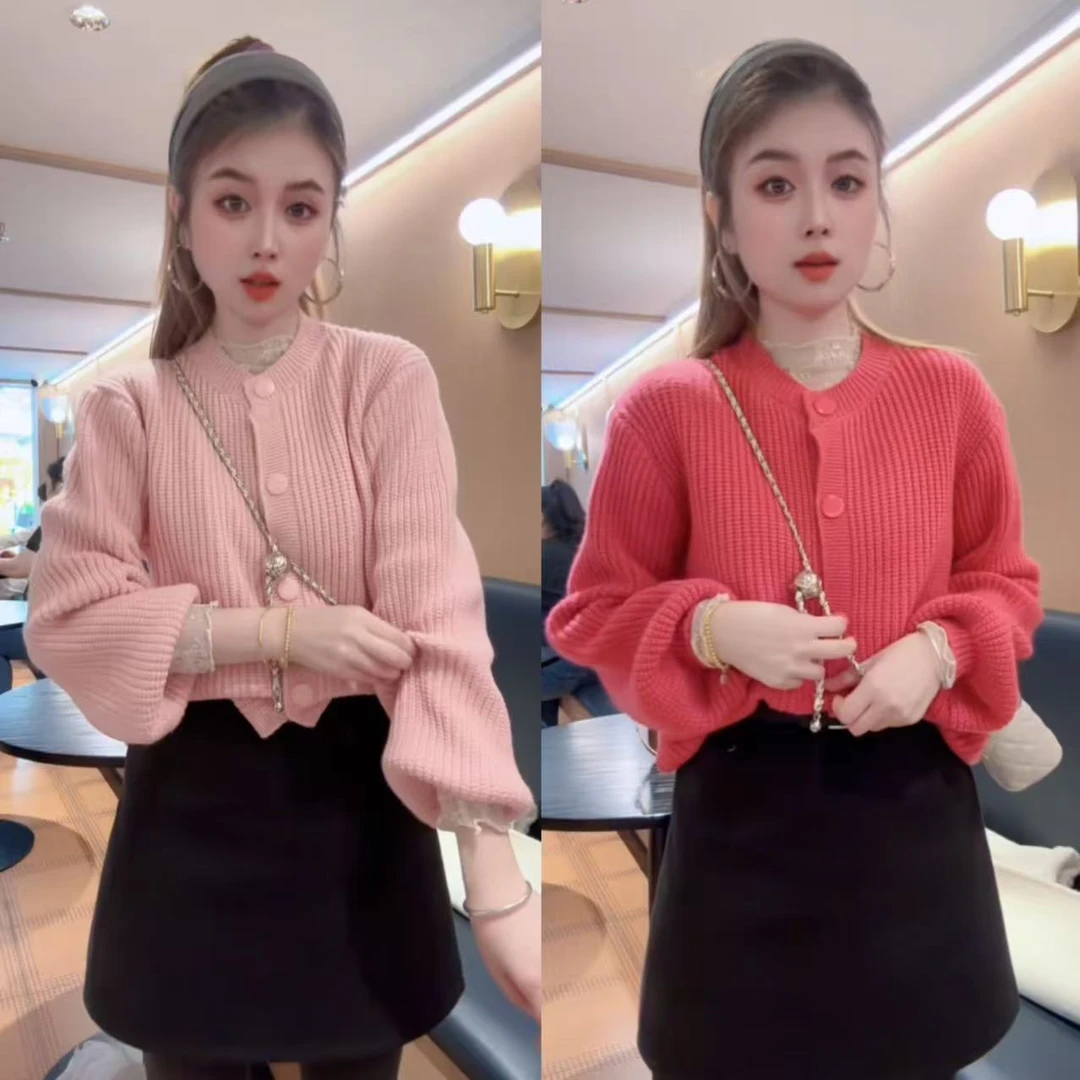 韩系软糯慵懒风加厚针织开衫女秋冬新款宽松百搭气质毛衣外套上衣