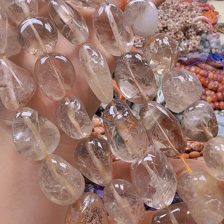 水晶珠宝半成品未镶嵌彩发晶土豆一条