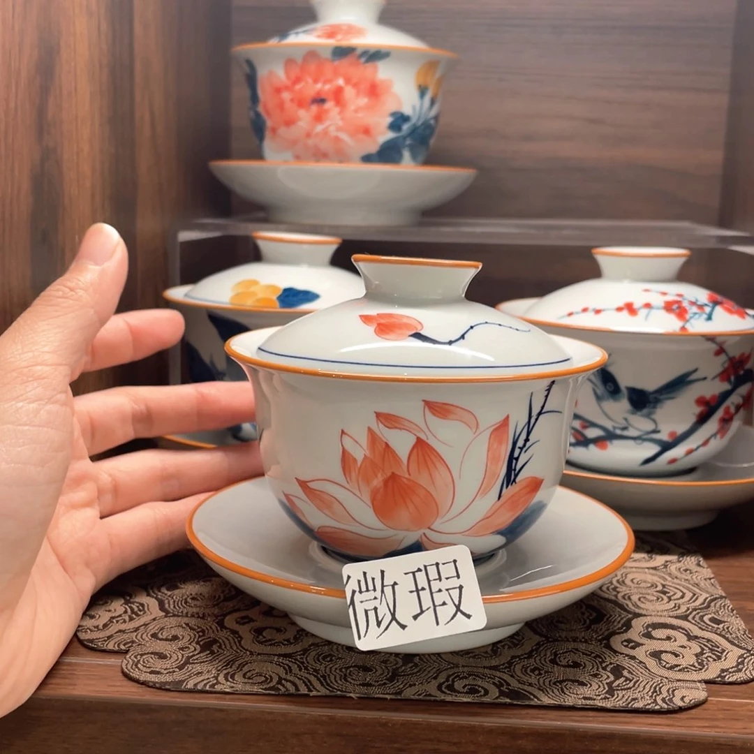 釉下彩纯手绘有瑕