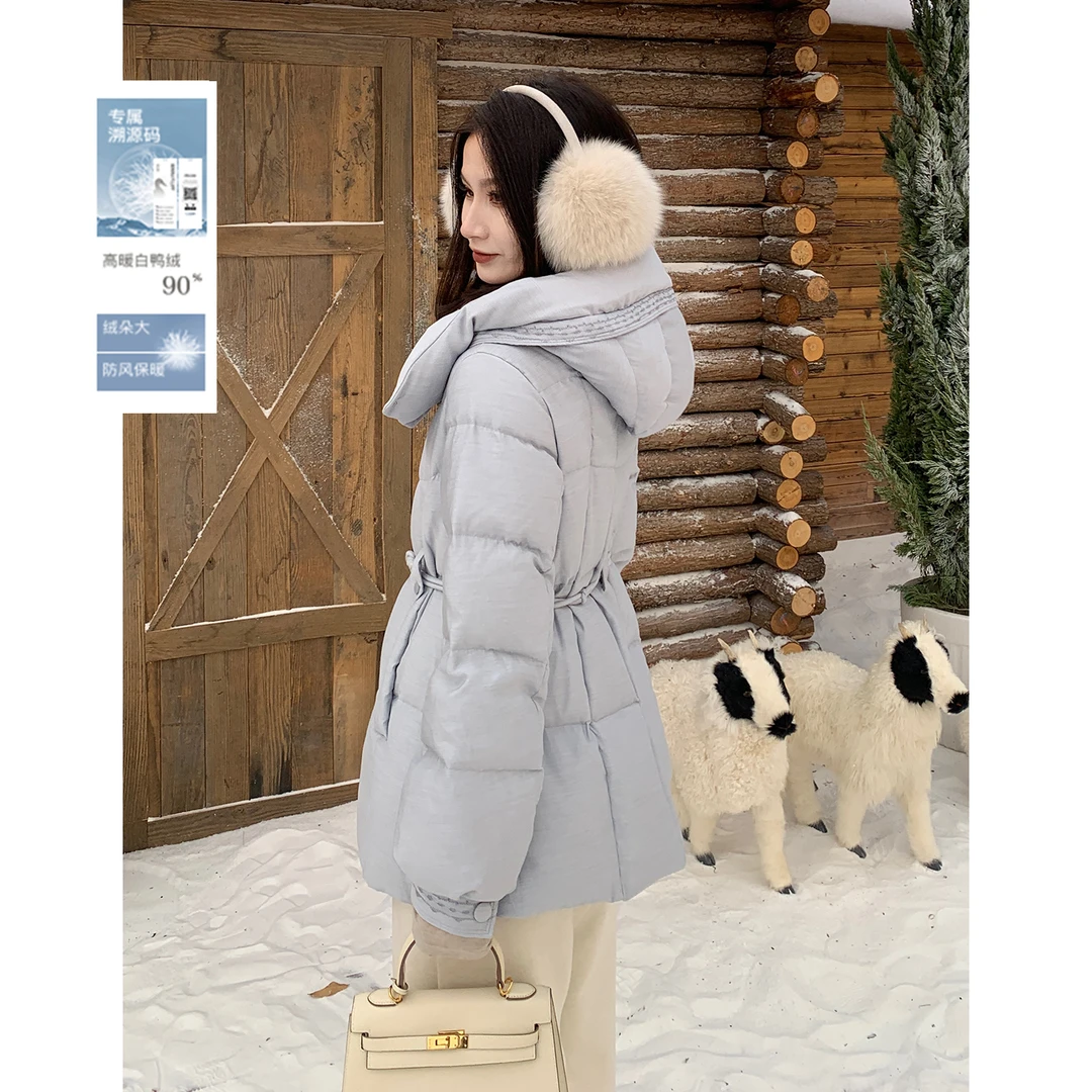 PRASE·噜【冬雪少女】微胖显瘦90白鸭绒可拆卸连帽羽绒服PR510B14