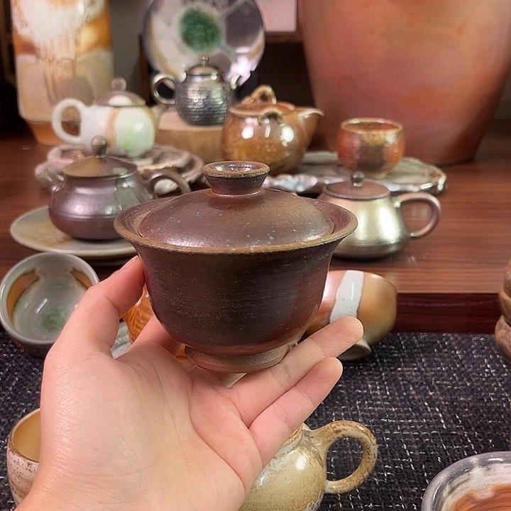 柴烧二才盖碗福利品